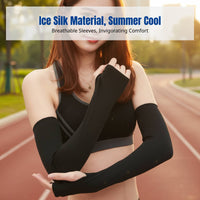 UV Protection Arm Sleeves, Ice Silk, Sunblock, Extended Thumb Hole, Cycling, Sports, Unisex, Spandex