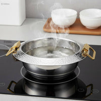 Mini Hot Pot Bowl Thickened Bottom Individual Hot Pot Foldable Handles Cookware for Restaurant, Home