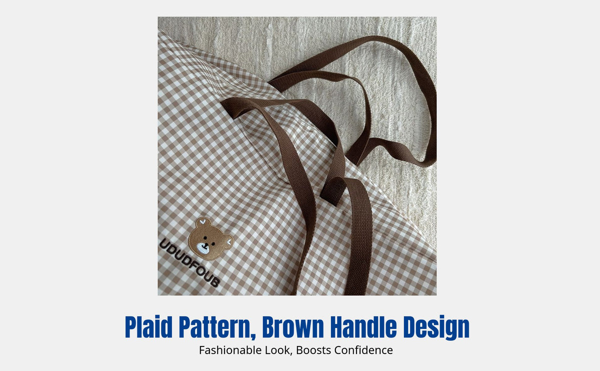 Large Capacity Plaid Storage Bag, Travel Tote, Lightweight Multi-Functional Organizer