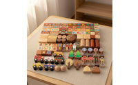 118 Pieces Preschool Building Blocks Smart Playing Construction Stacking Blocks Cognitive Skills Wooden Construction Block for Young Children, Kids