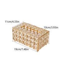 Tissue Box Cover Acrylic Tissue Box with Feet Tabletop Organizer Crystal-Cut Holder Rectangular for Vanity, Coffee Table