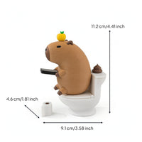 Capybara Toy with Toilet Novelty Desktop Ornament Sticking for Office, Coworkers