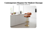 Modern Design Adjustable rotate Bar Stool Integrated Footrest Adjustable rotate tavernstool Stable Wide Base Counter Chair Upholstered Seat for Adults, Homeowners, Business Owners, Hotel Reception, Kitchen Island, Restaurant, Cafe