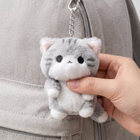 Cute Grey Soft Cat Plush Doll Keychain Backpack Ornament Gift