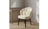Thick Padded Seat Petal Back Vanity Chair Ergonomic Backrest Swivel Dressing Stool Includes Pillow Velvet Makeup Chair Space Saving for Women, Girls, Bedroom