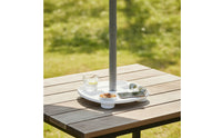 Plastic Umbrella Table Tray with Snack Compartments Lightweight Umbrella Table Tray with Cup Holders Weather Resistant Space-Saving for Poolside