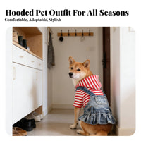 Comfortable Fit Embroidered Denim Pet Skirt Machine Washable Denim Dog Dress Lightweight Material for Dogs, Photo Shoots, Parties, Weddings