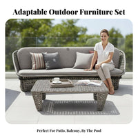 Waterresistant 4-Piece Woven Chat Set sun-withstandant Patio Seating Group weather-withstandant Outdoor Furnishing Wicker design for Homeowners, Families, Entertainers, Garden, Balcony, rearyard, Porch