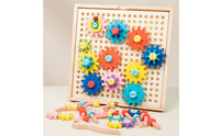 Wooden Gear Puzzle Threaded Pegs Gear Assembly Toy Peg Board Puzzle Fine Motor Skills Problem Solving for Preschoolers