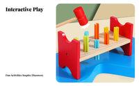 Hand-Eye Coordination Wooden Pounding Bench Fine Movement Skills Development Wooden Hammer Bench Educational for Toddlers, Babies