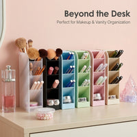 Clear Acrylic Pen Holder for Desk Storage, Slanted Pencil for Desktop Organizer for Student Stationery