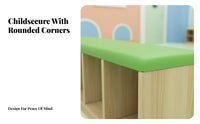 child-safe Height Padded Shoe Cubby Bench Multi-Functional Design Cubby Bench with padding Multifunctional children's Furniture Space-Saving for Toddlers, Homeowners, Kindergarten, Dance Studio, Classroom, Entryway