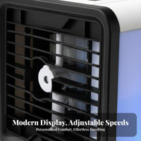 Humidifier Function Mini Air Conditioner Fan 3 Speed Settings Water Cooling Fan Adjustable Vents for Bedroom, Office, Dorm Room