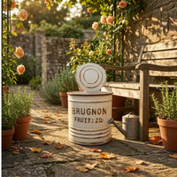 Embossed Lettering Round Backplate Planter Ribbed Rustic Wall Planter