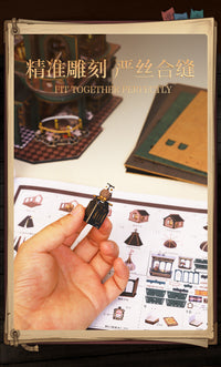 Great House DIY Mini House ES022 Green Detective Agency Wooden Assembly Model Kit