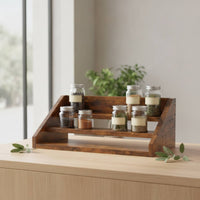 Countertop Spice Rack Rustic Spice Rack Organizer Unobstructed Front Shelf for Kitchen, Pantry