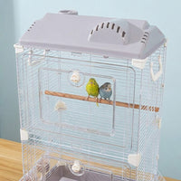 Acrylic Bird Cage and Metal Wire Pet Bird Cage Habitat, Wide Indoor Bird Cage for Finch Canary Cockatiel, Secure Single Layer Enclosure Home.