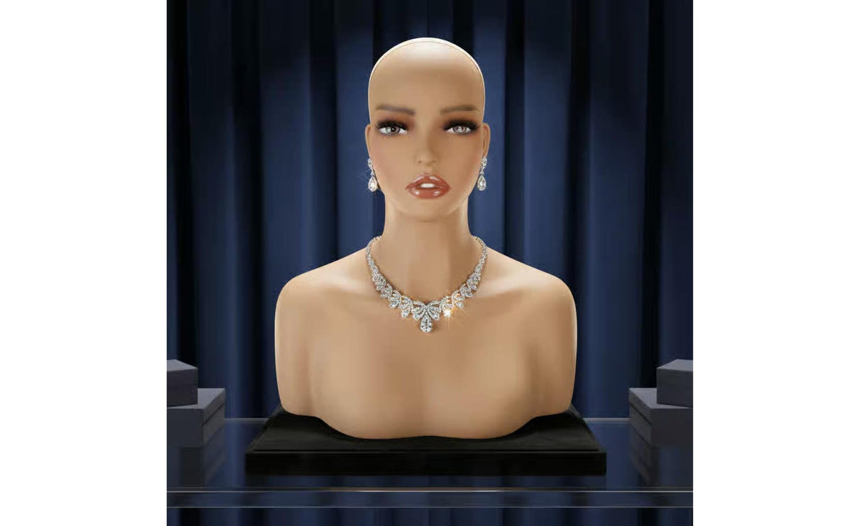 Mannequin Head with Shoulders Photography Prop Jewelry Display Manikin bust  Realistic Hair Hairpiece Display Head for Shop Window