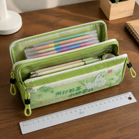 Creative Chinese Style Large Capacity Double-Layer Canvas Pencil Case for Students
