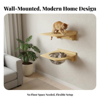 Solid Wood Wall-Mounted Cat Tree Space-Saving Cat Wall Furniture Integrated Design for Pet Lovers, Apartment Dwellers, Small Areas, Indoors, Apartments, Living Room