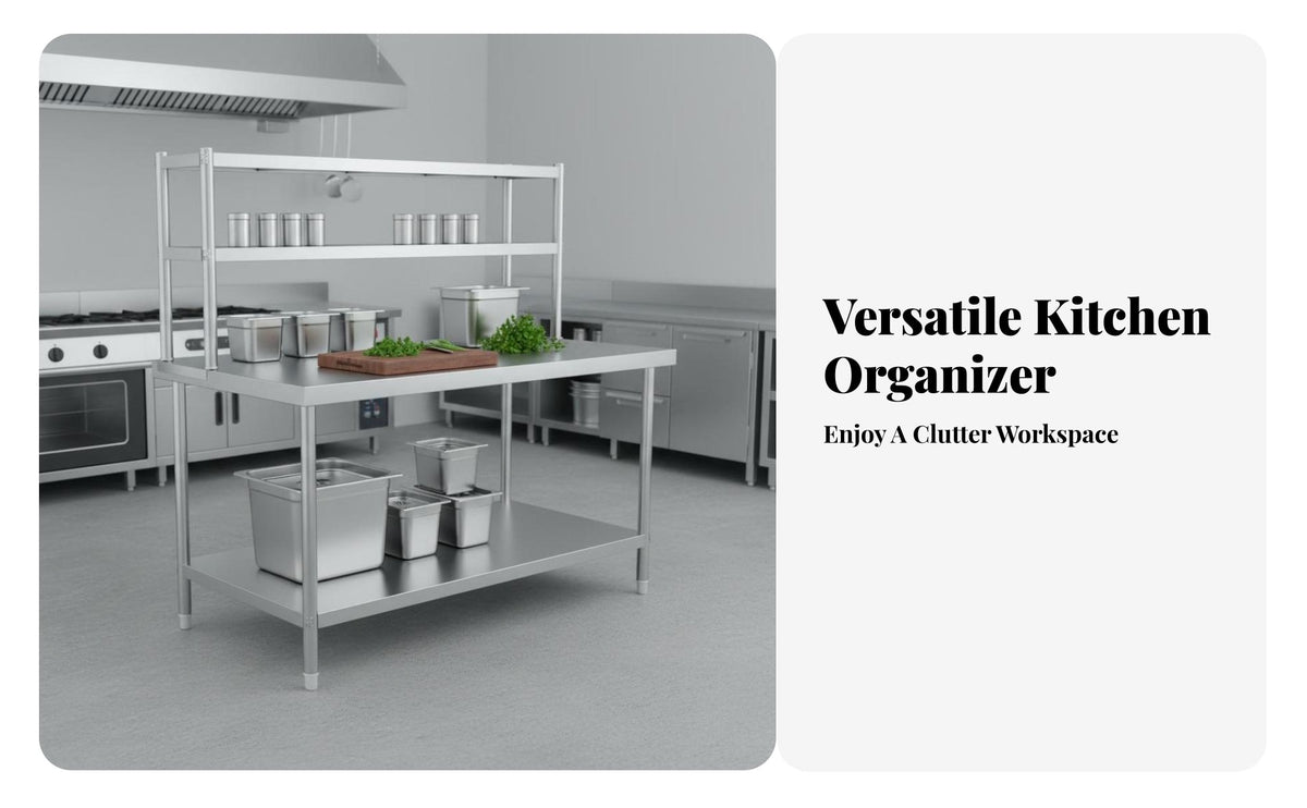 Stainless Steel Work Table Easy to Clean Stainless Steel Workbench Heavy Duty Commercial Kitchen Prep Table for Restaurant Owners, Home Cooks