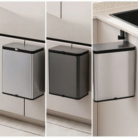 Stainless Steel Wall Mounted Trash Can with Lid Space-Saving Wall-Mounted Trash Bin Compact Hanging Waste Bin Small for Kitchen, Cabinet, Bathroom