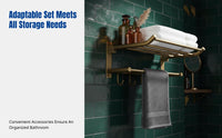 Brass Towel Rack Set, Vintage Twisted Design, Bathroom Storage Shelf, Luxury Bathroom Accessories