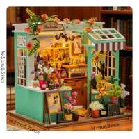 DIY Flower Shop Model Kit Detailed Interior Wooden Miniature Dollhouse Kit Intricate Details DIY Miniature Flower Shop for Hobbyists, Home Decor