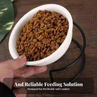 Anti-Tip Ceramic Bowl with Iron Stand Easy to Clean Raised Ceramic Pet Dish Ergonomic Design for Kittens, Dog Owners, Indoor, Kitchen, Home