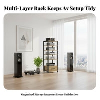 High-fidelity Component Cabinet with Drawer Multi-tier Audio Rack Sturdy Steel Frame Stable Structure Scratch-resistant Wood Suitable for Gift Giving Home Decoration Living Room Audiophile Entertainment
