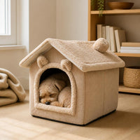 Pet Cave Bed for Cats and Small Dogs, Enclosed Warm House, Removable and Washable, All Seasons