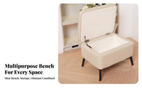 Multi-Functional Tufted Storage Ottoman hingedTop Lid Upholstered Bench Comfortable Seating Footstool sturdy Wood Legs for Apartment Dwellers, Homeowners, Interior Decorators, Entryway, Living Room, Bedroom