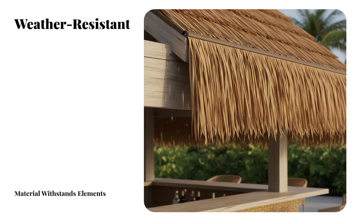 Synthetic Straw Roof Tile Realistic Look Artificial Thatch Roll Waterproof Thatch Panel for Contractors, Event Planners, Gazebo, Patio, Garden