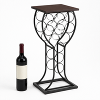 Black Metal Wine Rack, Freestanding Wine Bottle Holder, Modern Matte Finish for Kitchen & Small Spaces, 38x30.5x84cm