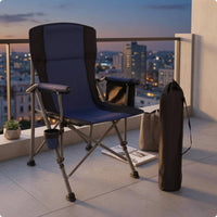 High Back Camping Chair Storage Bag Portable Folding Chair Dark Material Camp Seat