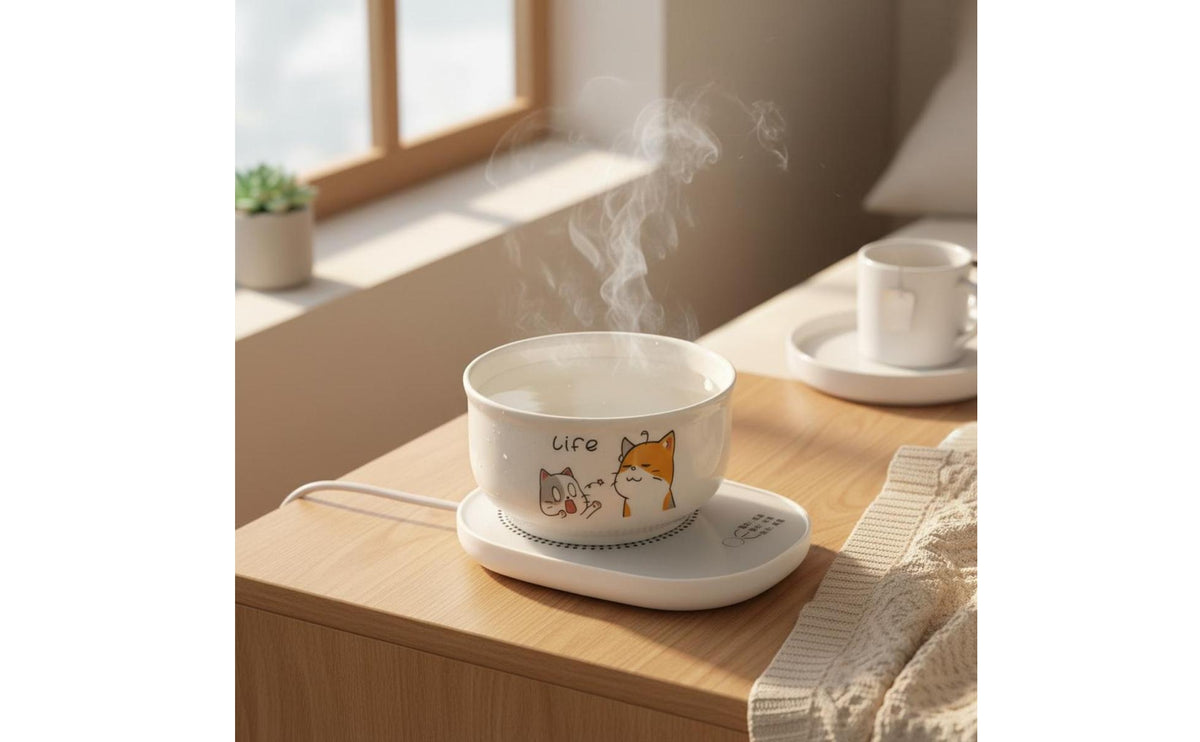 Easy to Clean Ceramic Cat Water Bowl Auto Shut-Deactivate Heated Pet Bowl Detachable Design Constant Temperature Pet Feeder Silent Operation for Winter
