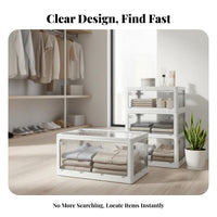 Collapsible Storage Box with Doors Transparent View Closet Container for Parents