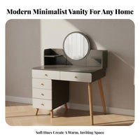 Modern Dressing Table Multi-Functional Vanity Desk with Drawers Makeup Vanity Storage Cabinet 3 Lighting Modes for Women, Home