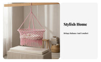 Tassel Fringe Macrame Baby Swing Photography Prop Hanging Bassinet Indoor & Outdoor Use Nursery Decor Bohemian Design for Newborns, Photographers, Photo Shoots, Outdoors, Bedroom, Play Area
