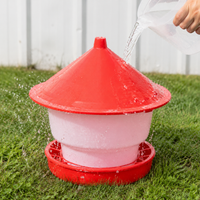 Poultry Feeder Chicken Feeder Automatic Feeder Plastic Durable Red White With Lid Rainproof Scratch Resistant