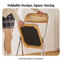 Cane Woven Material Folding Chair Foldable Design Household Furniture Woven Backrest Emphasis Seat for Homeowners, Campers, Dining Room, Home Office