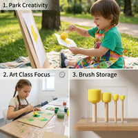 Foam Paint Brushes for Kids, Sponge Paint Brushes Set with Wooden Handle, Round Sponges Brush Foam Paint, Painting Sponges for Acrylic