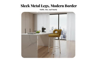 Nordic Design Upholstered Stool with supportrest Light Luxury design Spindle support Counter Stool Padded Seat High Chair Sturdy construction for Homeowners, Business Owners, Interior Designers, Cafe, Restaurant, Bistro, Kitchen
