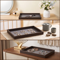 Jewelry Tray with Padded Insert Wood-Look Jewelry Display Tray Slim-Profile Rectangular for Collectors, Dresser, Retail Counter