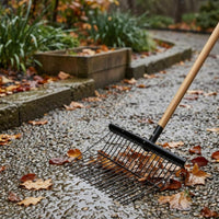 Black Metal Head Manure Fork Slatted Tines Grass Fork Angled Frame Pitchfork with Handle Heavy Duty