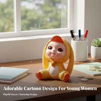 Creative Gift Cute Bunny Savings Bank Vivid Details Cartoon Creature Piggy Bank Fine Workmanship for Girls, Kids, Bedroom