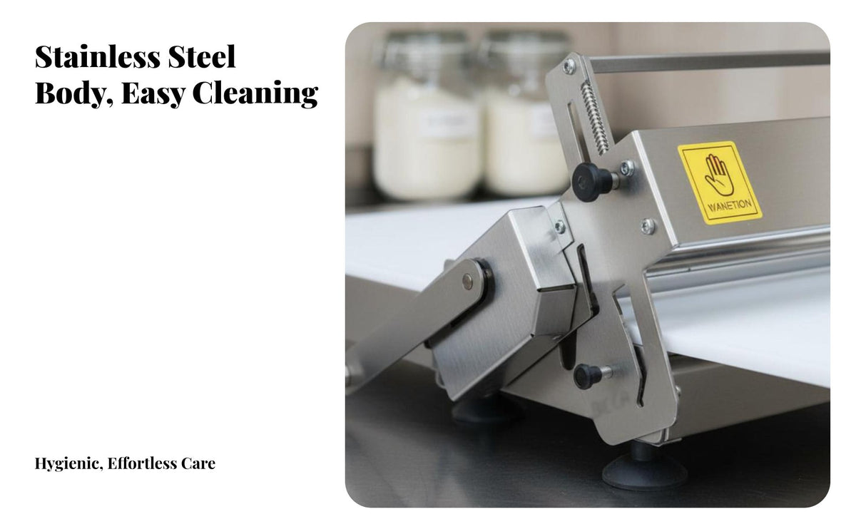 Hand Crank Puff Pastry Machine Stainless Steel Frame Puff Pastry Laminator Hand Crank Pastry Crank Sturdy Baking Equipment