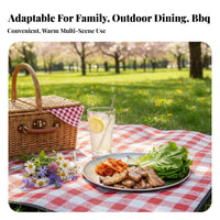 Korean Aesthetic Round Metal Platter Matte Finish Round Steel Plate Bear Design Tableware Food-Grade for Outdoor Enthusiasts, Young Adults, Barbecues, Picnics, Camping, Home Dining