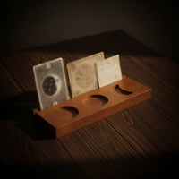 Card Stand with Recesses Triple-Slot Wooden Display Stand Stable Rack for Readers, Collectors, Desk
