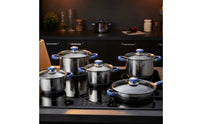 12 Pieces Stainless Steel Pot and Pan Set Uniform Heat Distribution 12-Piece Cookware Set Scratch Resistant Kitchen Equipment